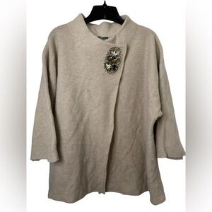 JM Collection Wool Beaded asymmetric cardigan sweater XL